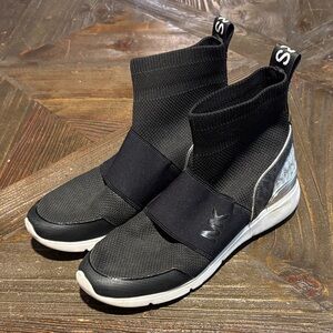 Michael Kors Black and Silver Ankle Boots